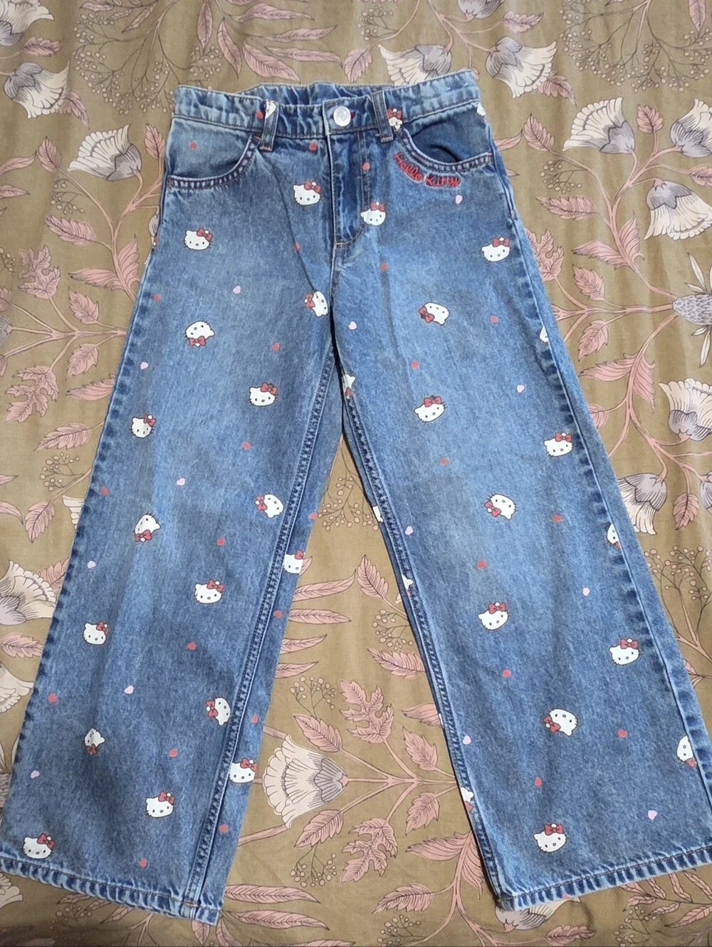 Hello Kitty Girls' Denim Bottoms in Blue with Pink Accents